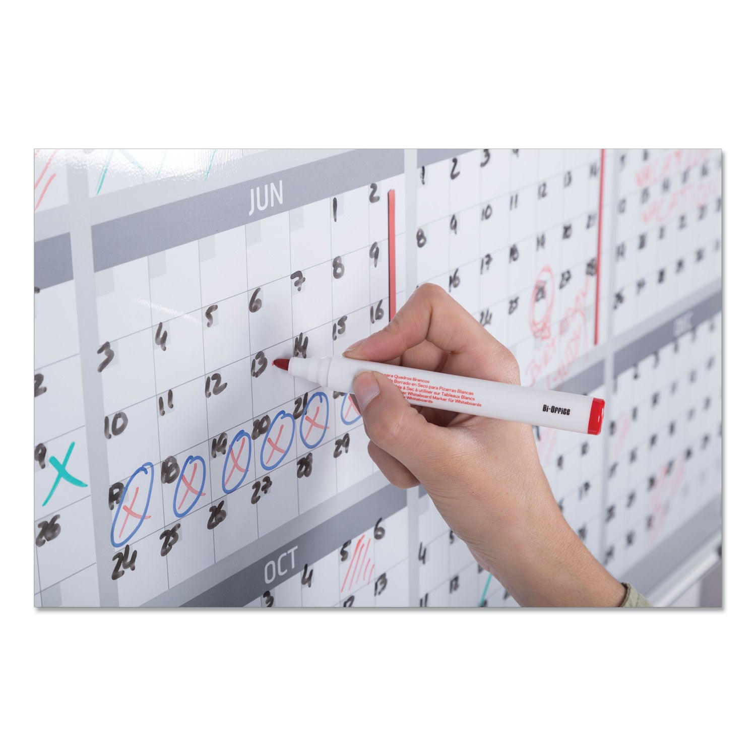 MasterVision Magnetic Dry Erase Calendar Board, 12-Month, 36 x 24, White Surface, Silver Aluminum Frame (GA03106830)