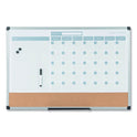 MasterVision 3-in-1 Planner Board, 24 x 18, Tan/White/Blue Surface, Silver Aluminum Frame (MB3507186)