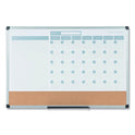 MasterVision 3-in-1 Planner Board, 24 x 18, Tan/White/Blue Surface, Silver Aluminum Frame (MB3507186)