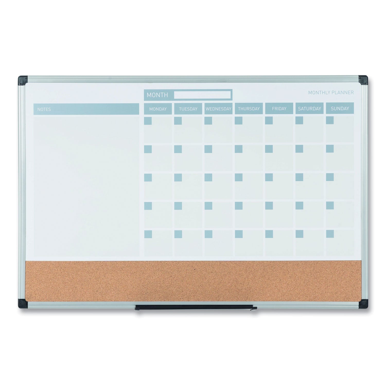 MasterVision 3-in-1 Planner Board, 24 x 18, Tan/White/Blue Surface, Silver Aluminum Frame (MB3507186)