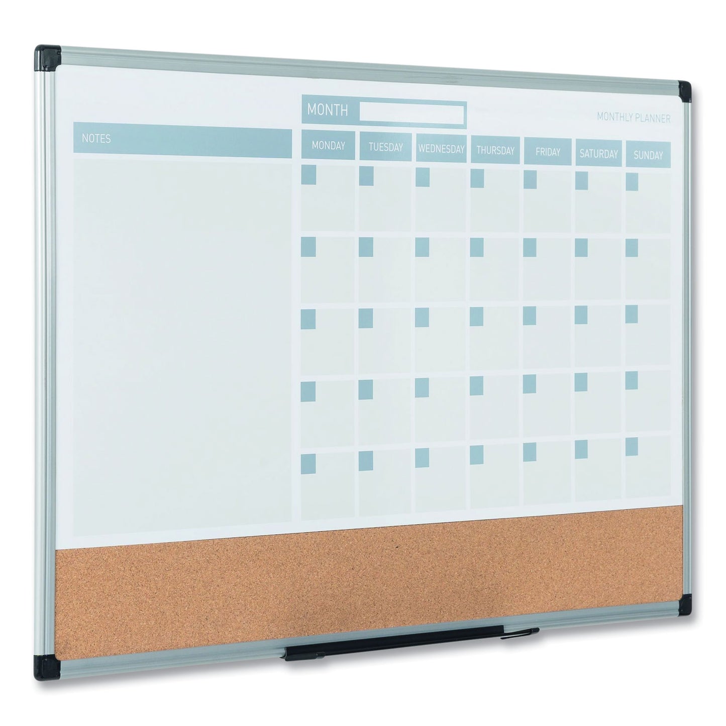 MasterVision 3-in-1 Planner Board, 24 x 18, Tan/White/Blue Surface, Silver Aluminum Frame (MB3507186)