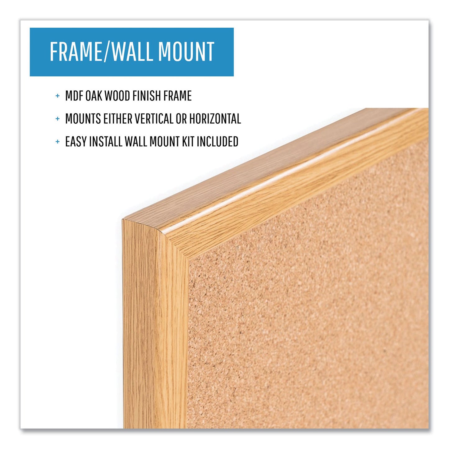 MasterVision Value Cork Bulletin Board with Oak Frame, 24 x 36, Brown Surface, Oak Frame (MC070014231)