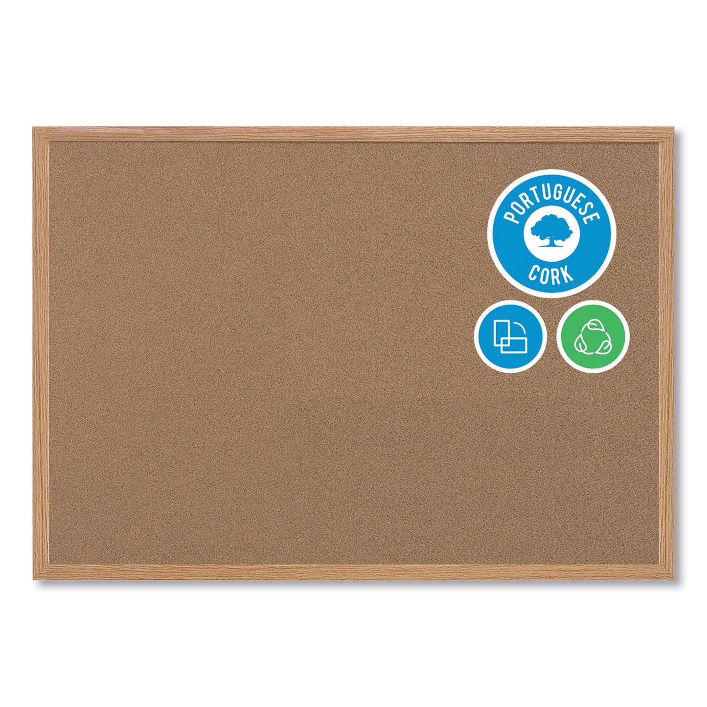 MasterVision Earth Cork Board, 36 x 24, Tan Surface, Oak Wood Frame (SB0420001233)