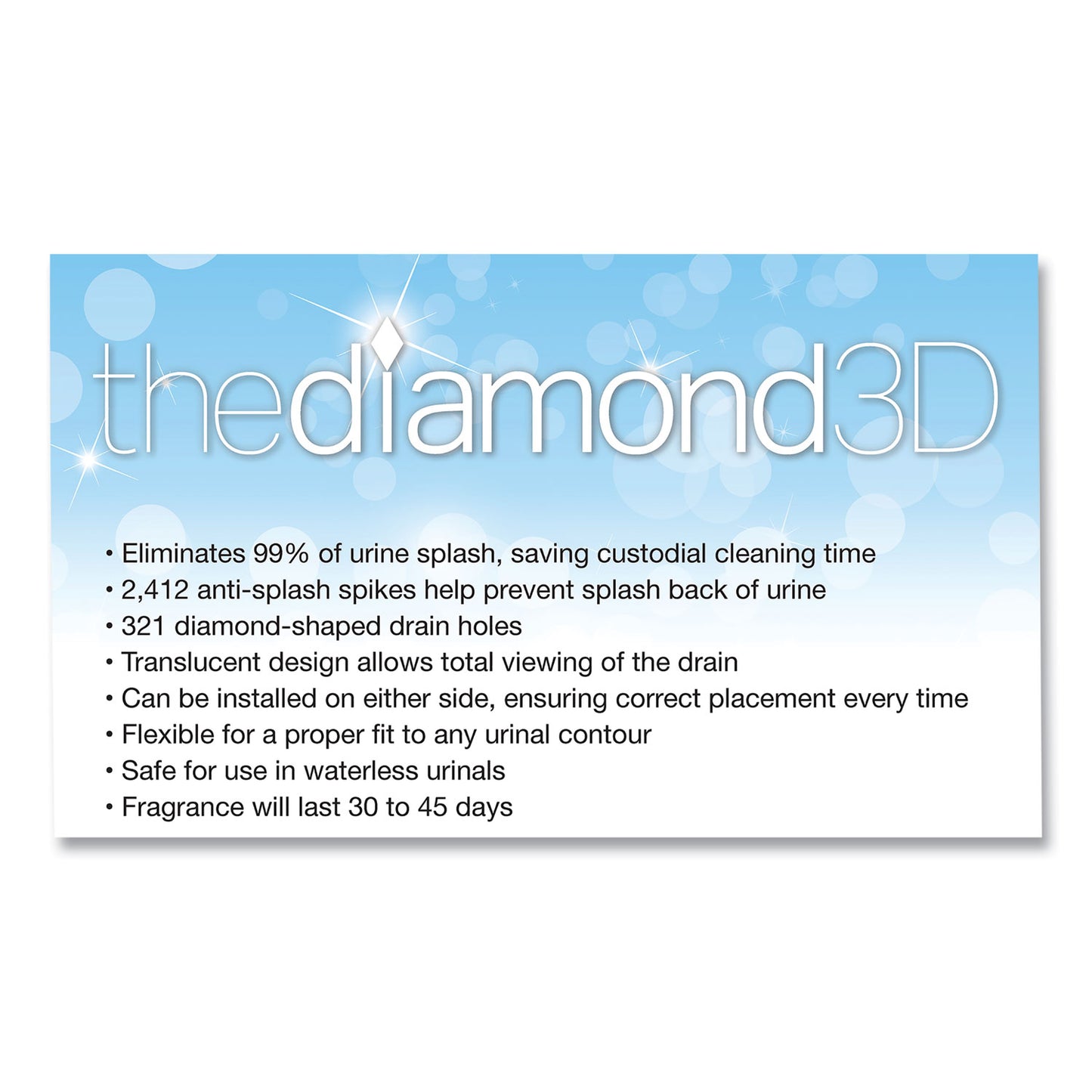 Big-D Diamond 3D Urinal Screen, Melon Mist Scent, Clear, 10/Pack, 6 Packs/Carton (621CT)