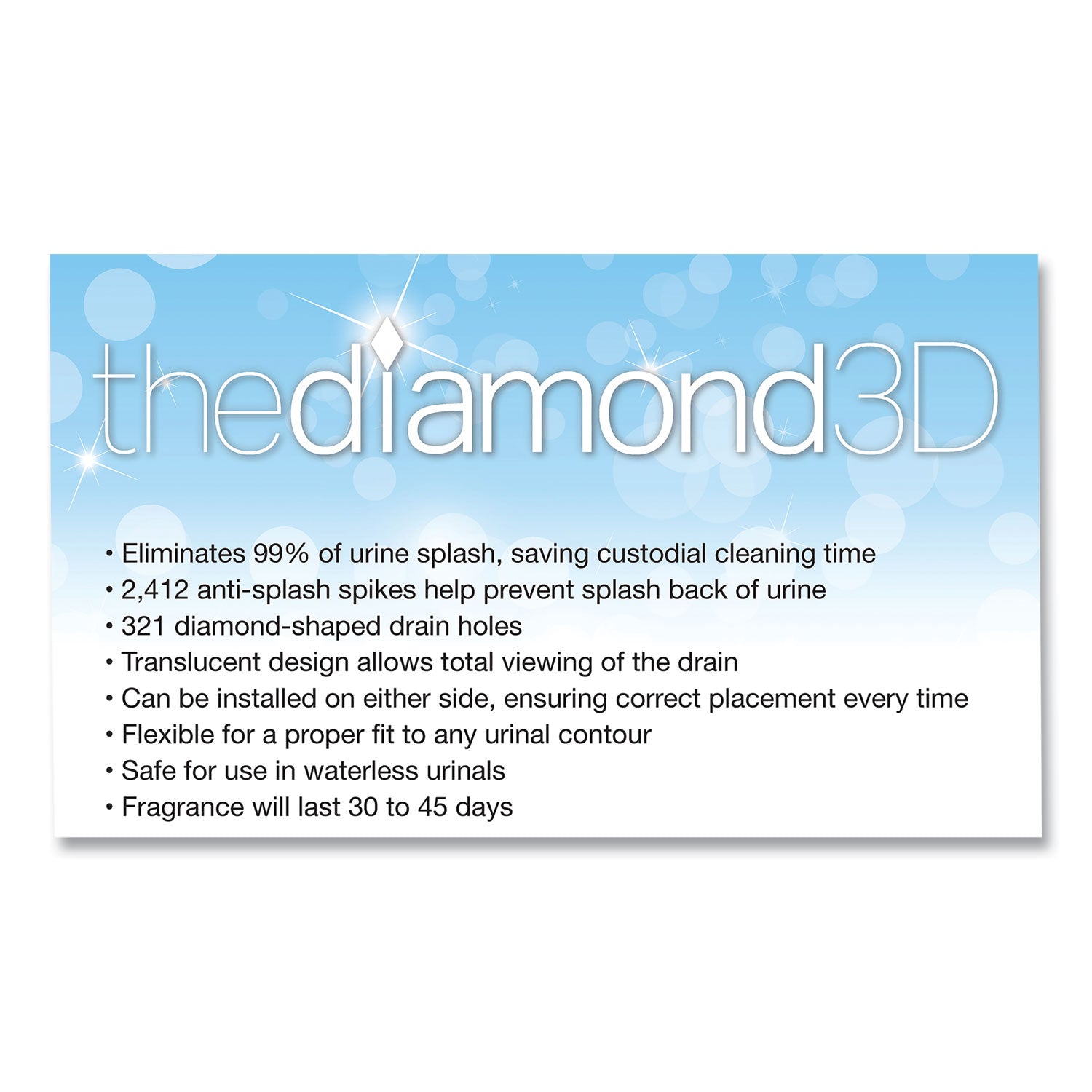 Big-D Diamond 3D Urinal Screen, Melon Mist Scent, Clear, 10/Pack, 6 Packs/Carton (621CT)