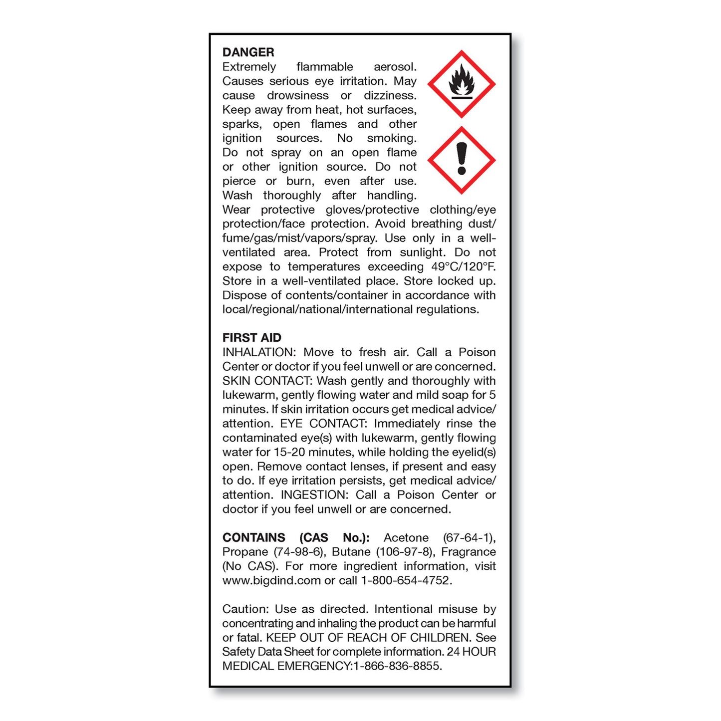 Big-D Fire D One Shot Aerosol, 5 oz Aerosol Spray, 12/Carton (202)