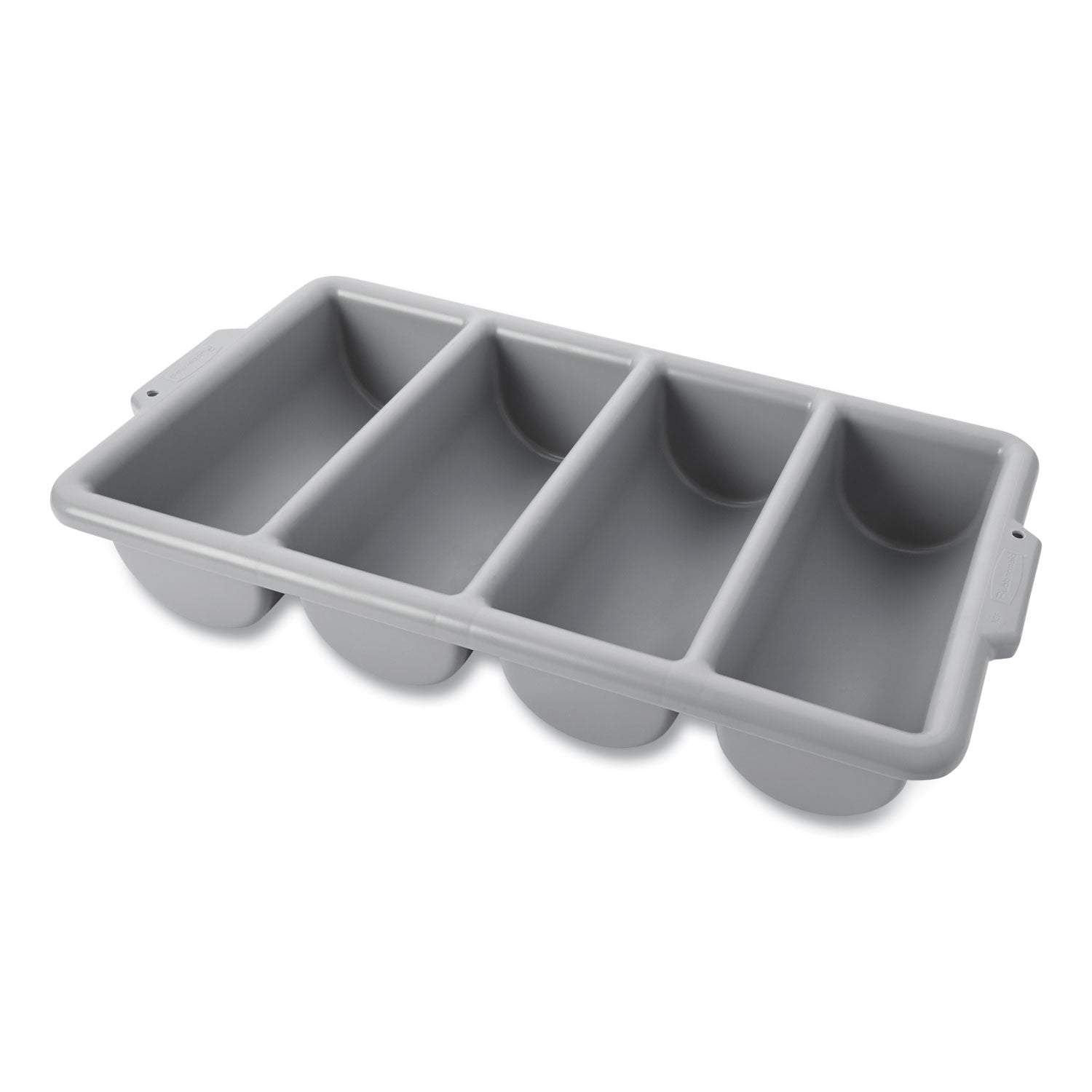 Rubbermaid Commercial Cutlery Bin, 4 Compartments, Plastic, 11.5 x 21.25 x 3.75, Plastic, Gray (3362GRA)