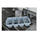 Rubbermaid Commercial Cutlery Bin, 4 Compartments, Plastic, 11.5 x 21.25 x 3.75, Plastic, Gray (3362GRA)