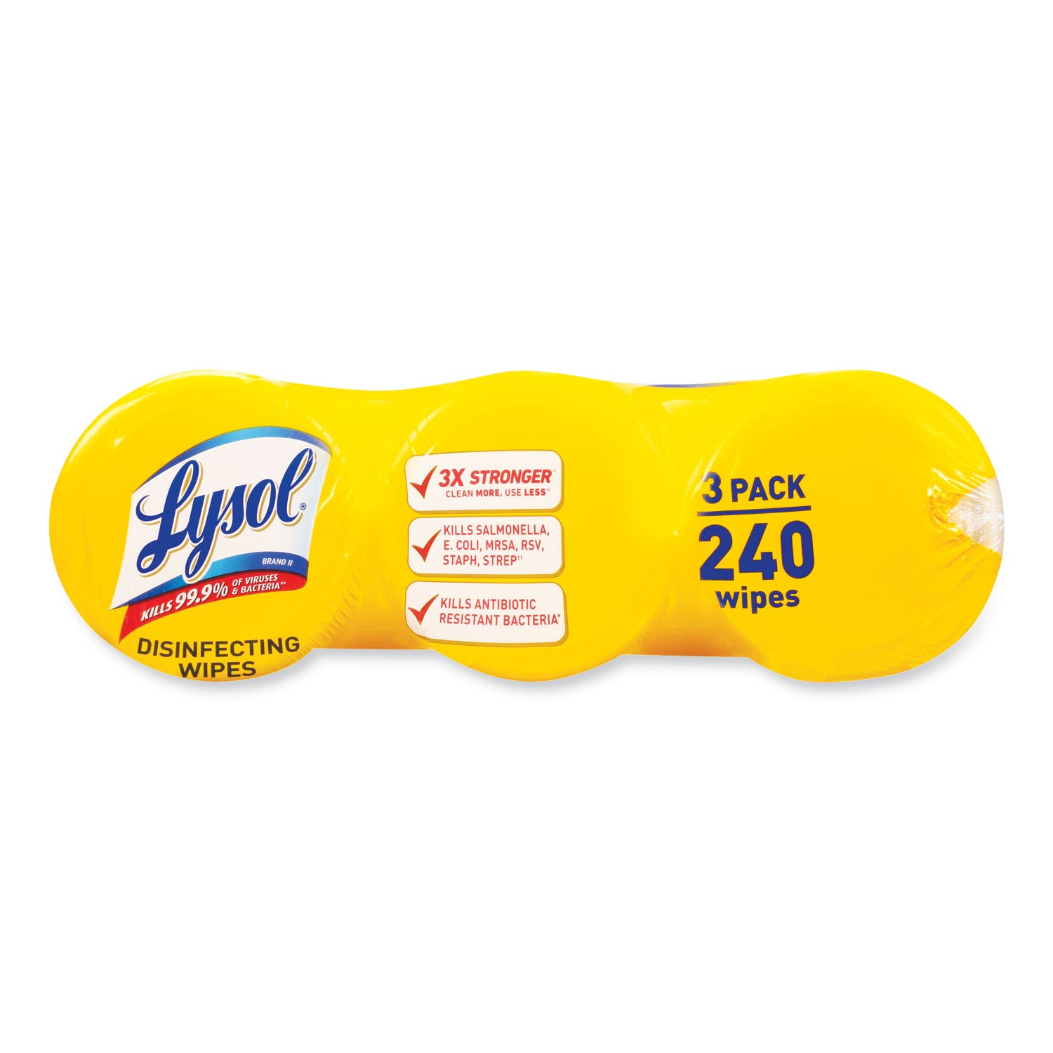 LYSOL Brand Disinfecting Wipes, 1-Ply, 7 x 7.25, Lemon and Lime Blossom, White, 80 Wipes/Canister, 3 Canisters/Pack (84251PK)