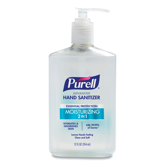 PURELL 2 in 1 Moisturizing Advanced Hand Sanitizer Gel, 12 oz Pump Bottle, Clean Scent (369812)