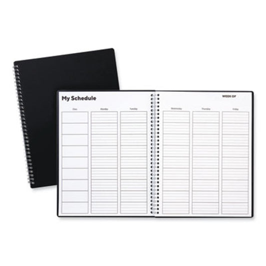 TRU RED Weekly Teacher Planner, Two-Page Spread (Nine Classes), 11 x 8.5, Black Cover (5949821)