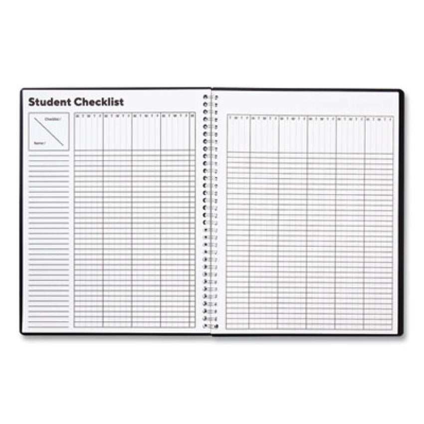 TRU RED Weekly Teacher Planner, Two-Page Spread (Nine Classes), 11 x 8.5, Black Cover (5949821)