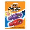 BIC Wite-Out Mini Twist Correction Tape, Non-Refillable, Blue/Fuchsia Applicators 0.2" x 314", 2/Pack (WOMTP21)