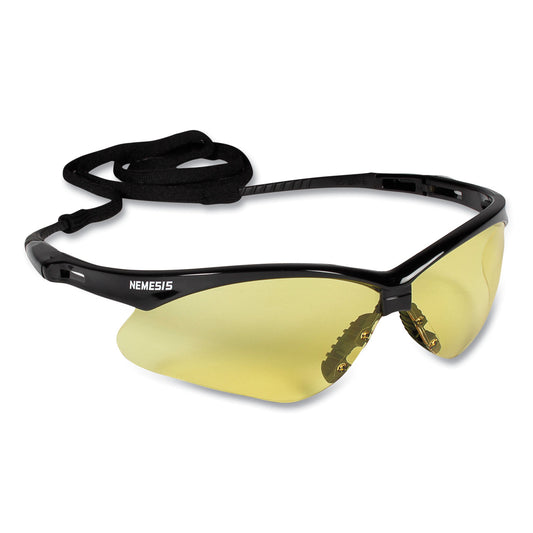 KleenGuard Nemesis Safety Glasses, Black Frame, Amber Lens, 12/Box (22476)