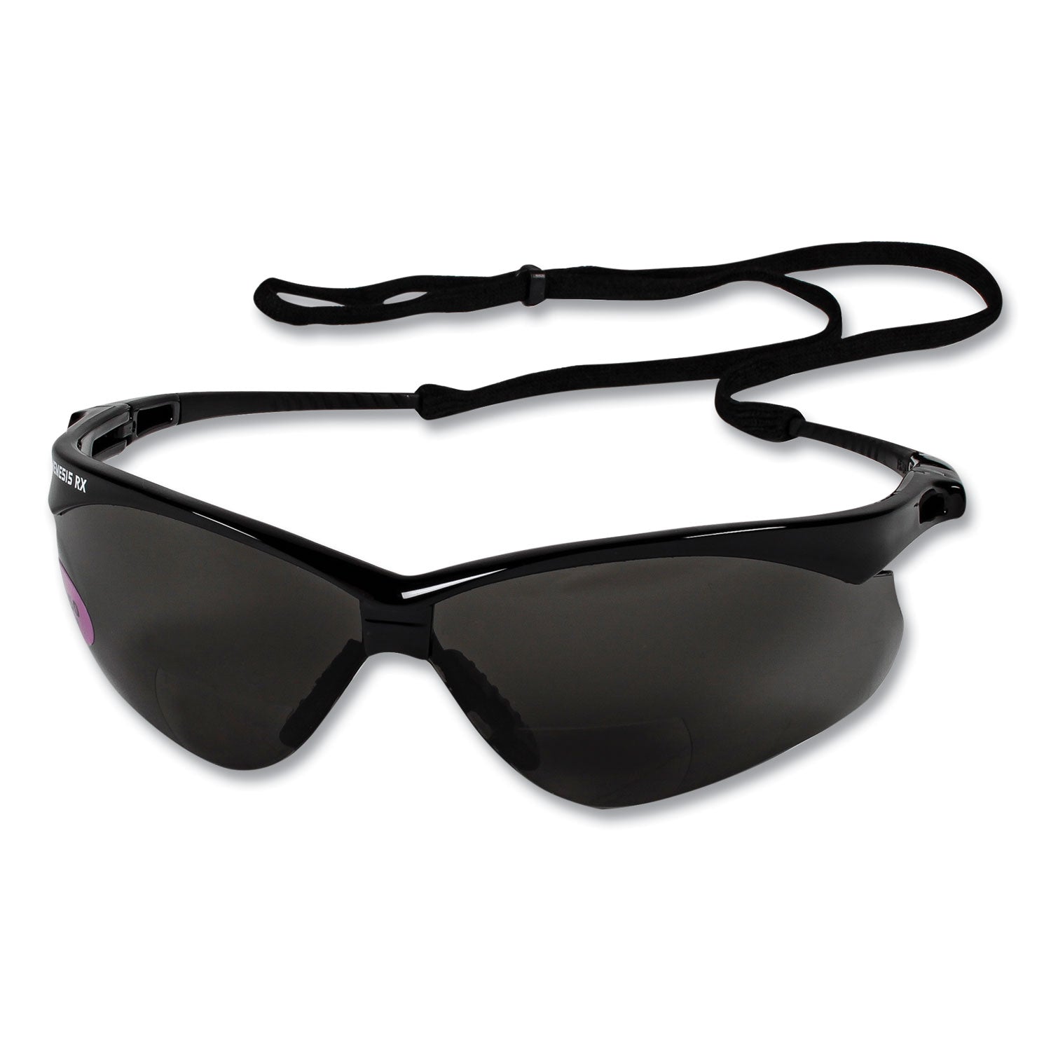 KleenGuard V60 Nemesis Rx Reader Safety Glasses, Black Frame, Smoke Lens, +2.5 Diopter Strength, 6/Box (22519)