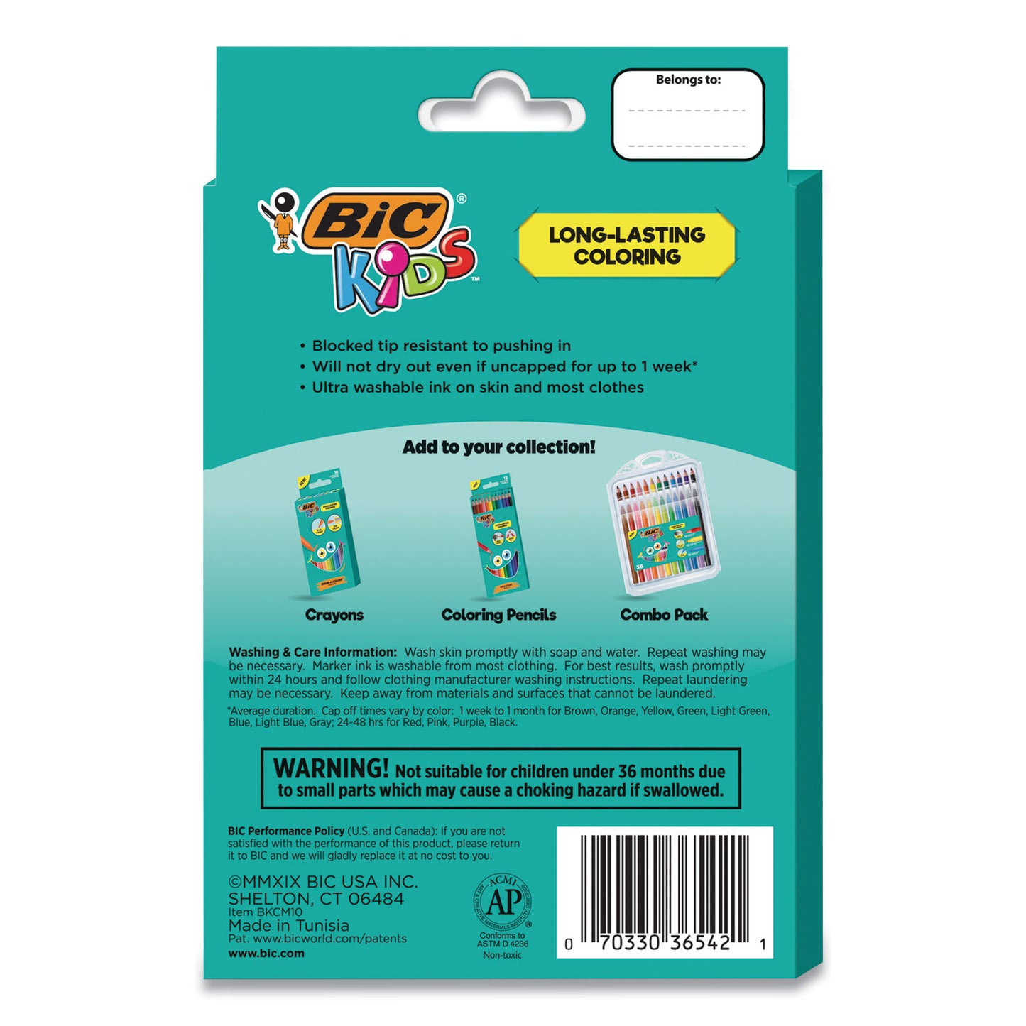 BIC Kids Ultra Washable Markers, Medium Bullet Tip, Assorted Colors, 10/Pack (BKCM10AST)