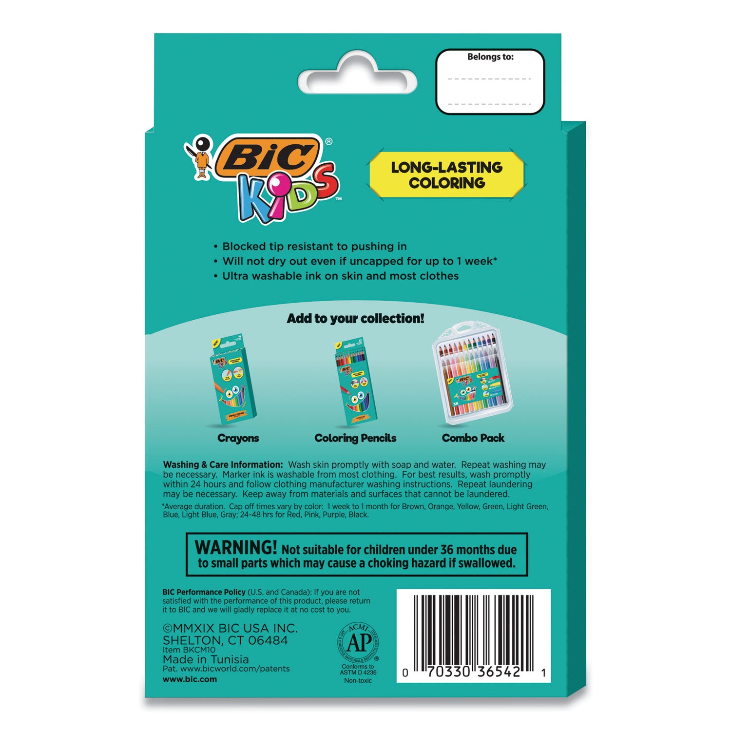BIC Kids Ultra Washable Markers, Medium Bullet Tip, Assorted Colors, 10/Pack (BKCM10AST)
