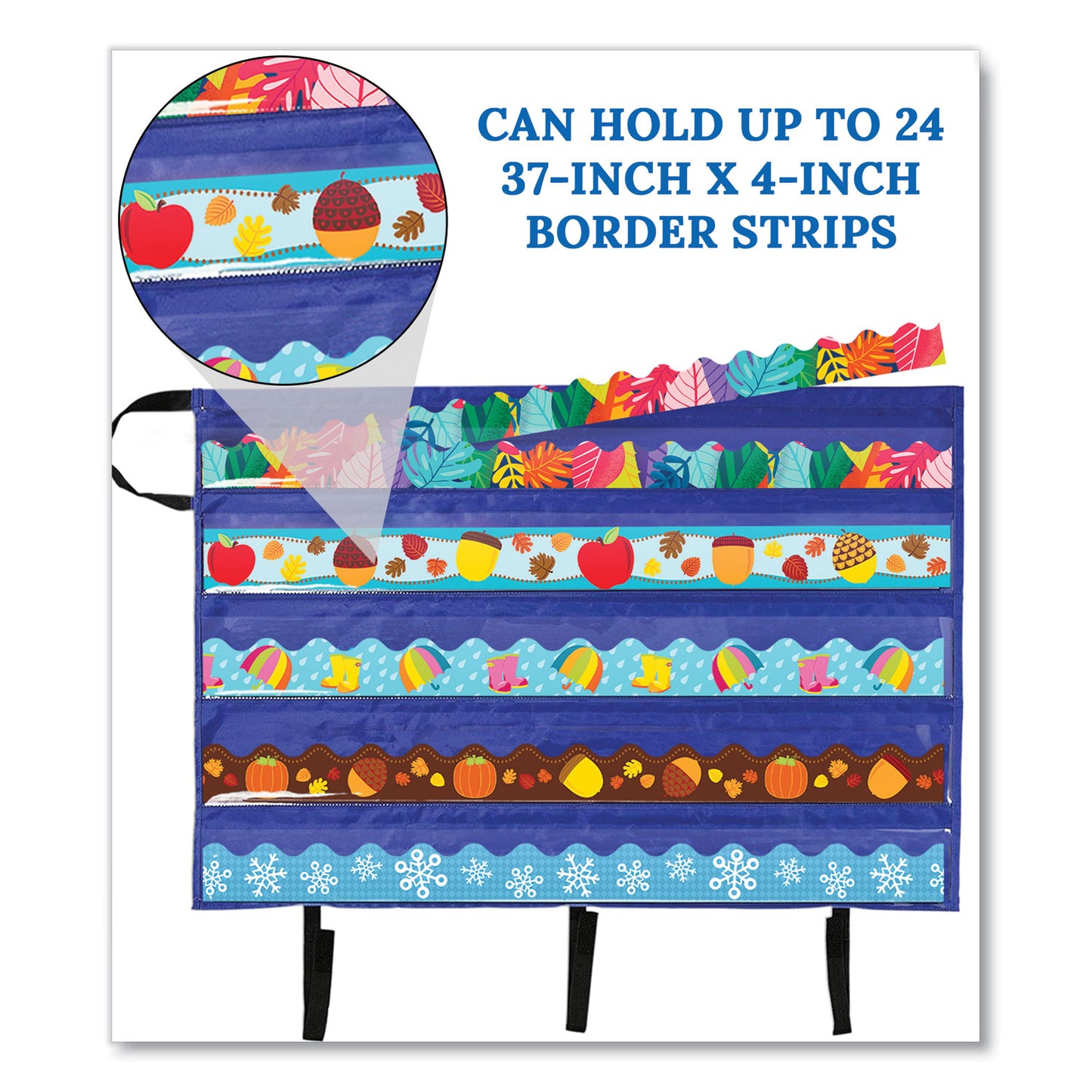 Carson-Dellosa Border Storage Pocket Chart, 41" x 24.5", Blue/Clear (CD5652)
