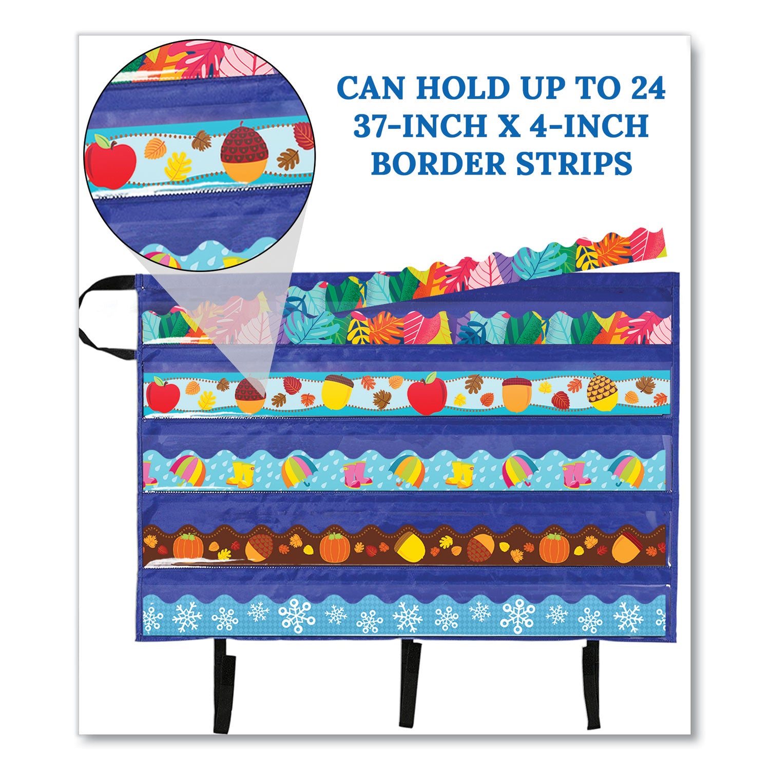Carson-Dellosa Border Storage Pocket Chart, 41" x 24.5", Blue/Clear (CD5652)