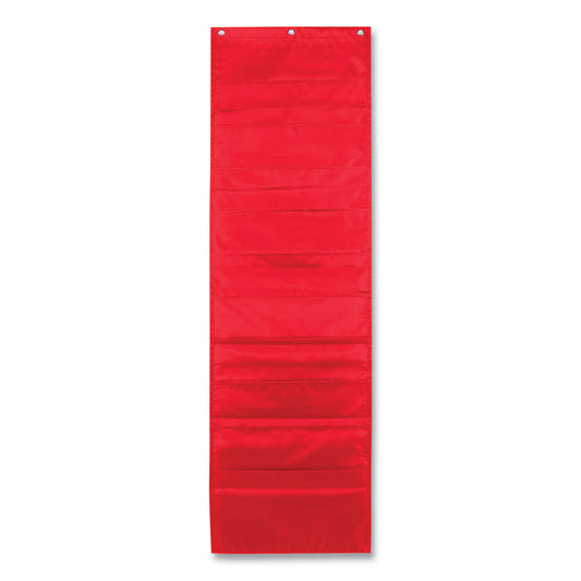 Carson-Dellosa Storage Pocket Chart, 10 Pockets, Hanger Grommets, 14 x 47, Red (CD5653)