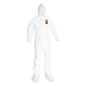 KleenGuard A20 Breathable Particle Protection Coveralls, Elastic Back, Hood and Boots, Large, White, 24/Carton (49123)