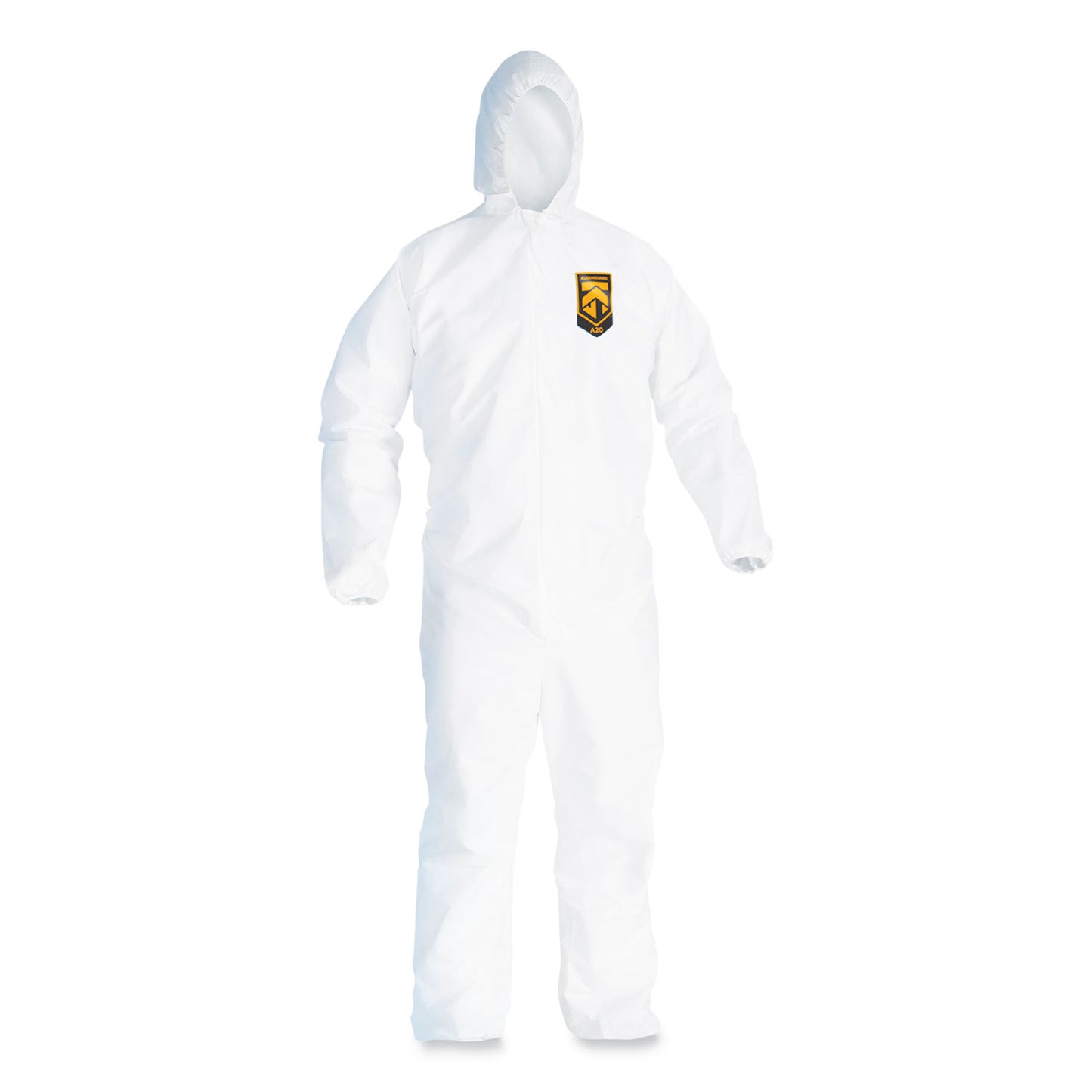 KleenGuard A20 Breathable Particle Protection Coveralls, Elastic Back, Hood, Medium, White, 24/Carton (49112)