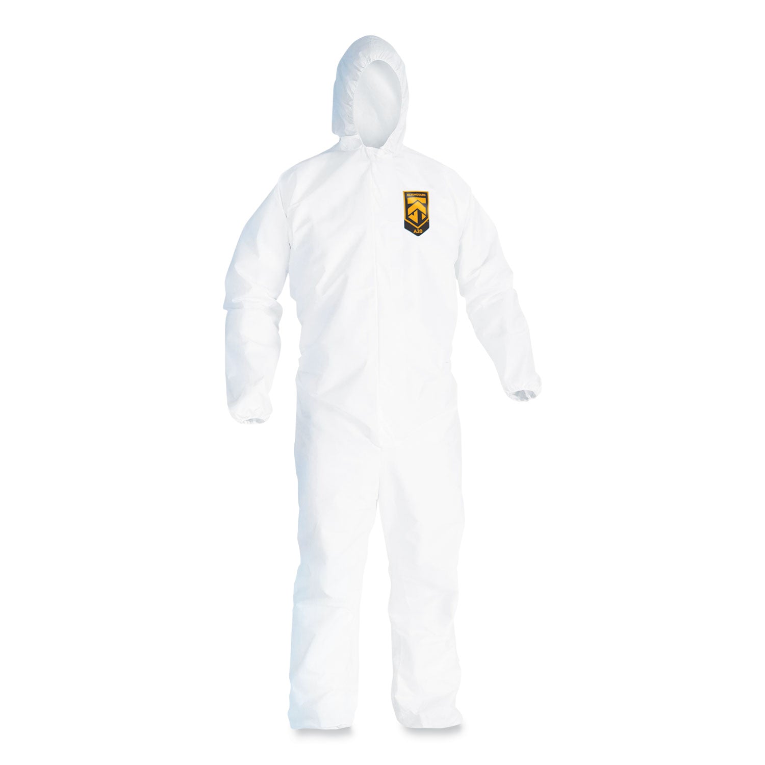 KleenGuard A20 Breathable Particle Protection Coveralls, Elastic Back, Hood, Medium, White, 24/Carton (49112)