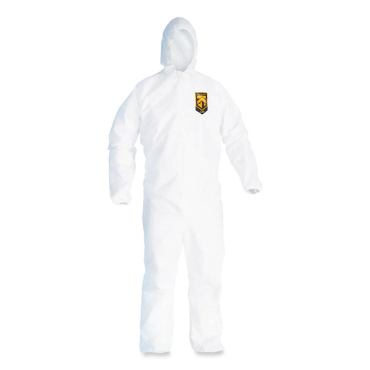 KleenGuard A20 Breathable Particle Protection Coveralls, Elastic Back, Hood, Medium, White, 24/Carton (49112)