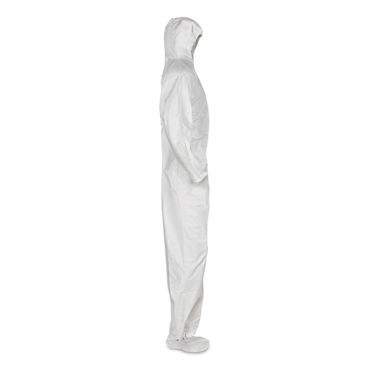 KleenGuard A20 Breathable Particle Protection Coveralls, Elastic Back, Hood and Boots, 4X-Large, White, 20/Carton (49127)