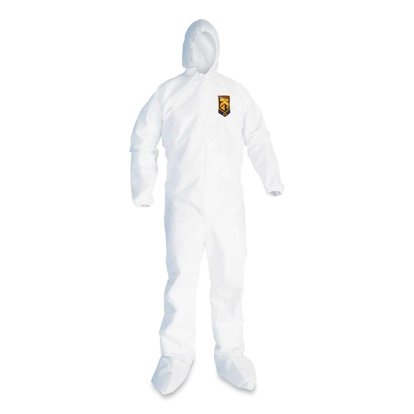 KleenGuard A20 Breathable Particle Protection Coveralls, Elastic Back, Hood and Boots, 4X-Large, White, 20/Carton (49127)