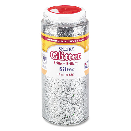 Pacon Spectra Glitter, 0.04 Hexagon Crystals, Silver, 16 oz Shaker-Top Jar (91710)