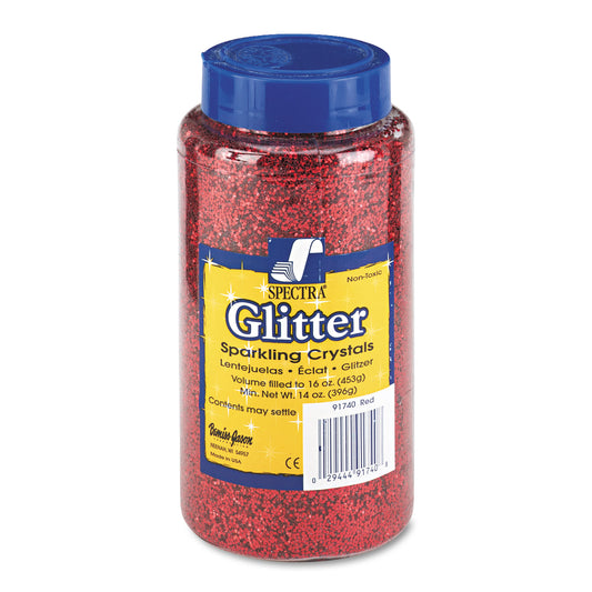 Pacon Spectra Glitter, 0.04 Hexagon Crystals, Red, 16 oz Shaker-Top Jar (91740)