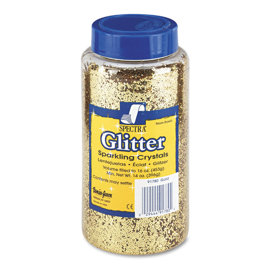 Pacon Spectra Glitter, 0.04 Hexagon Crystals, Gold, 16 oz Shaker-Top Jar (91780)