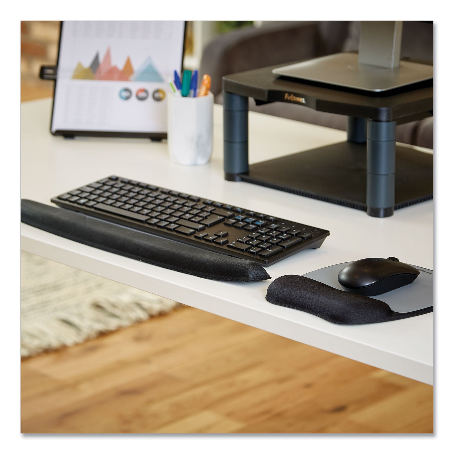 Fellowes Memory Foam Keyboard Wrist Rest, 19.31 x 2.31, Black (9178201)