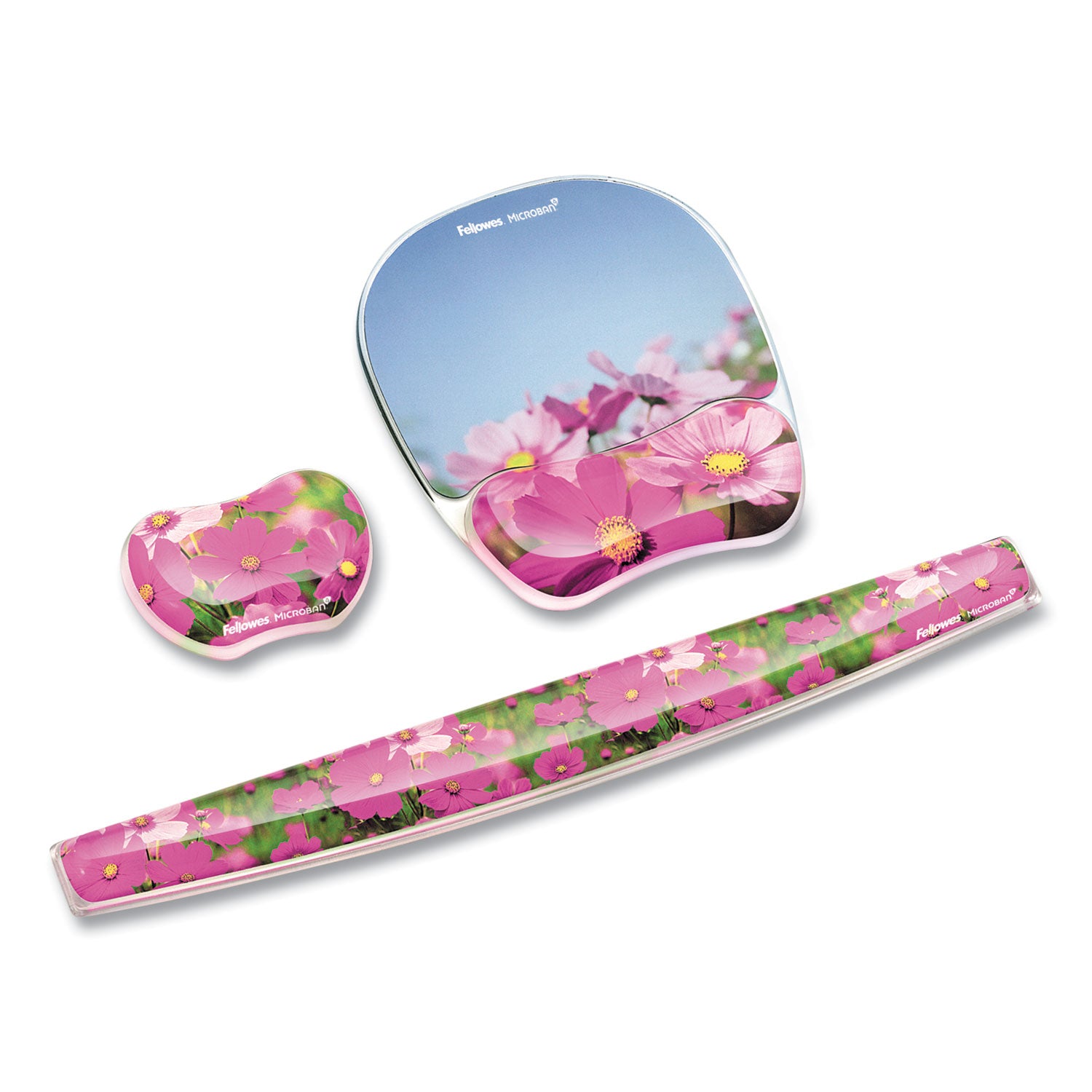 Fellowes Photo Gel Keyboard Wrist Rest with Microban Protection, 18.56 x 2.31, Pink Flowers Design (9179101)