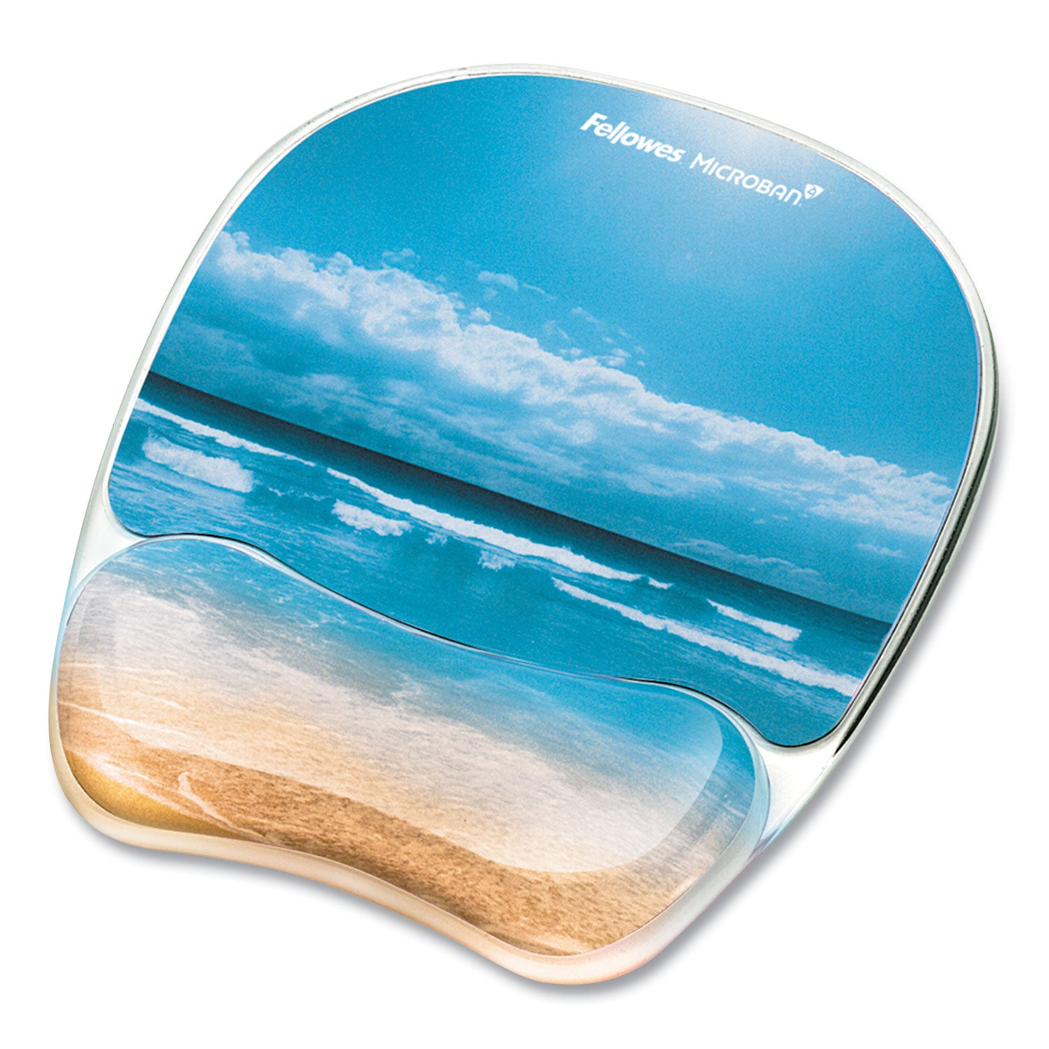 Fellowes Photo Gel Mouse Pad with Wrist Rest with Microban Protection, 7.87 x 9.25, Sandy Beach Design (9179301)