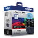 Brother LC401XL2PKS High-Yield Ink, 500 Page-Yield, Black, 2/Pack