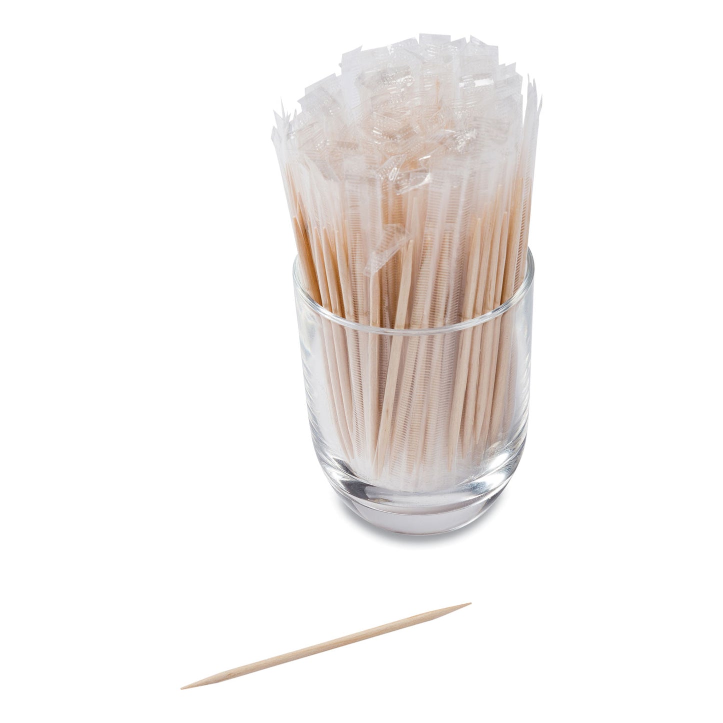 AmerCareRoyal Cello-Wrapped Round Wood Toothpicks, 2.5", Natural, 1,000/Box, 15 Boxes/Carton (RIW15)