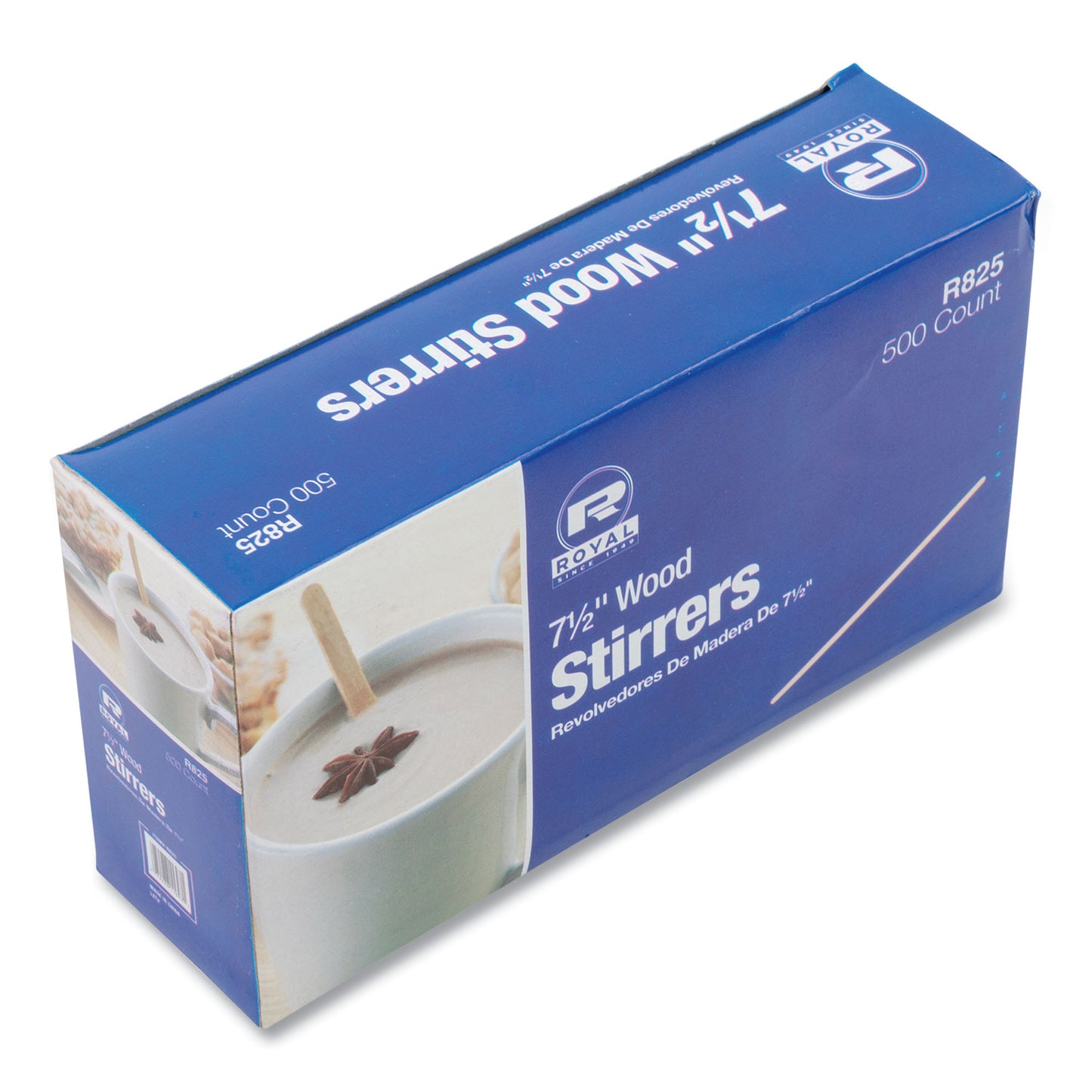 AmerCareRoyal Wood Coffee Stirrers, 7.5" Long, 500/Box, 10 Boxes/Carton (R825CT)