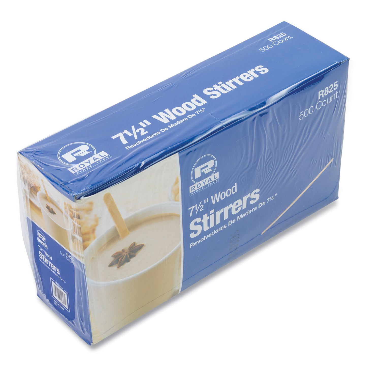 AmerCareRoyal Wood Coffee Stirrers, 7.5" Long, 500/Box, 10 Boxes/Carton (R825CT)
