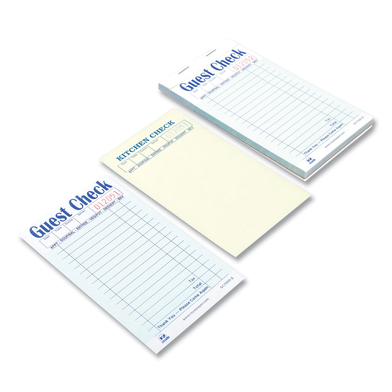 AmerCareRoyal Guest Check Pad, 17 Lines, Two-Part Carbonless, 3.6 x 6.7, 50 Forms/Pad, 50 Pads/Carton (GC70002)