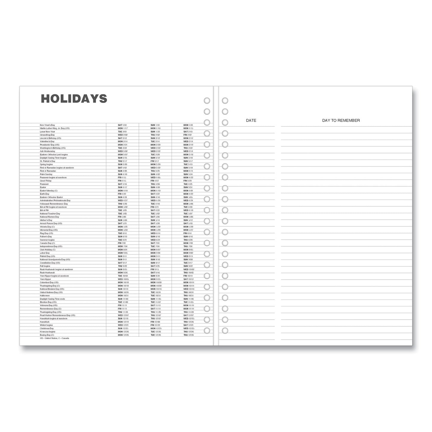 Universal Weekly Planner, 11 x 8, Black Cover, 14-Month: Dec 2024 to Jan 2026 (71000)