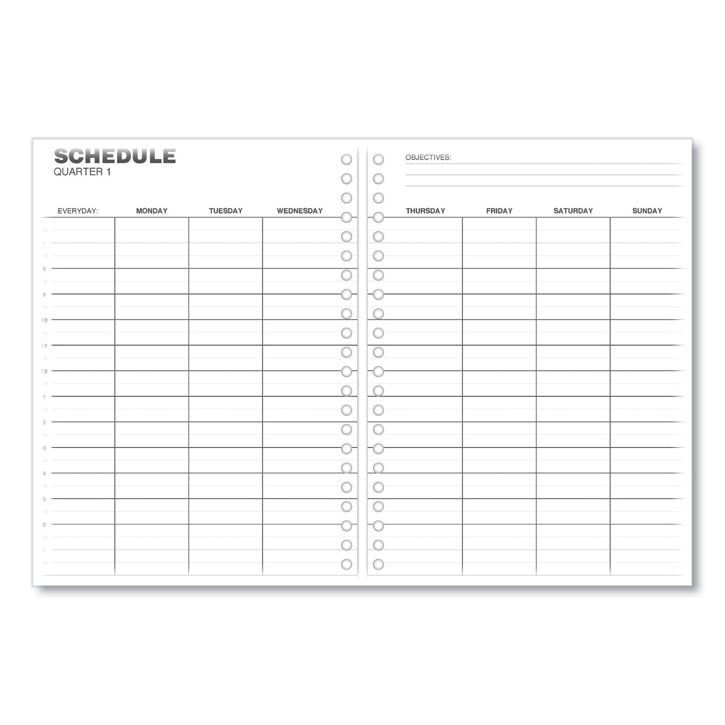 Universal Weekly Planner, 11 x 8, Black Cover, 14-Month: Dec 2024 to Jan 2026 (71000)