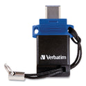 Verbatim Store n' Go Dual USB 3.0 Flash Drive for USB-C Devices, 32 GB, Blue (99154)