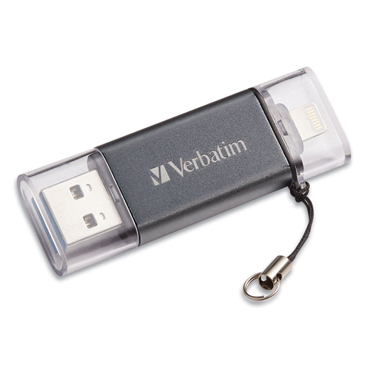 Verbatim Store 'n' Go Dual USB 3.0 Flash Drive for Apple Lightning Devices, 32 GB, Graphite (49300)