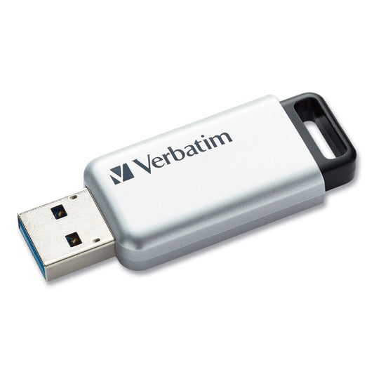 Verbatim Store 'n' Go Secure Pro USB Flash Drive with AES 256 Encryption, 128 GB, Silver (70057)