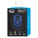 Adesso iMouse S50 Wireless Mini Mouse, 2.4 GHz Frequency/33 ft Wireless Range, Left/Right Hand Use, Blue (IMOUSES50L)