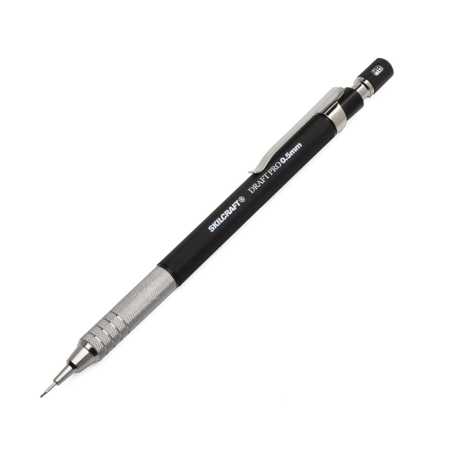 AbilityOne 7520016943026, SKILCRAFT Draft Pro Mechanical Drafting Pencil, 0.5 mm, Black Lead, Black/Silver Barrel, 3/Pack