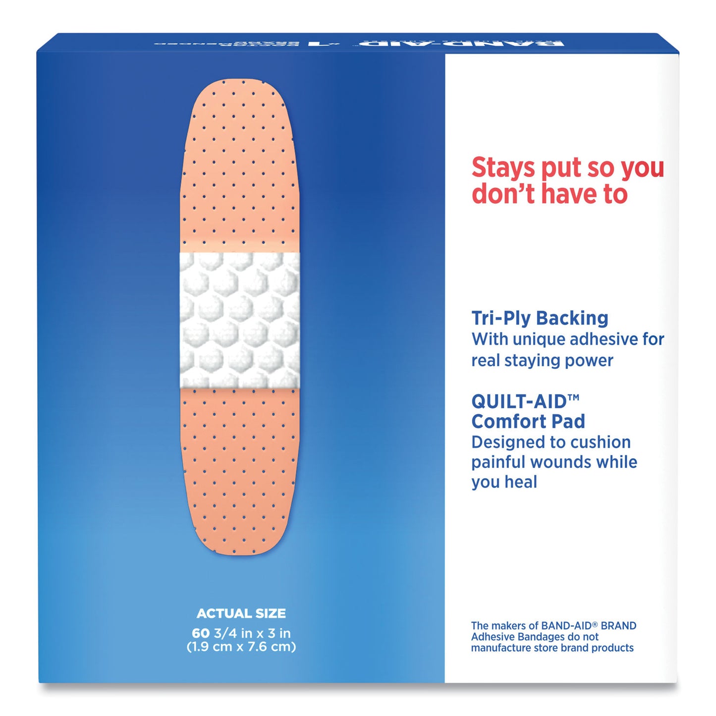 BAND-AID Plastic Adhesive Bandages, 0.75 x 3, 60/Box (100563500)