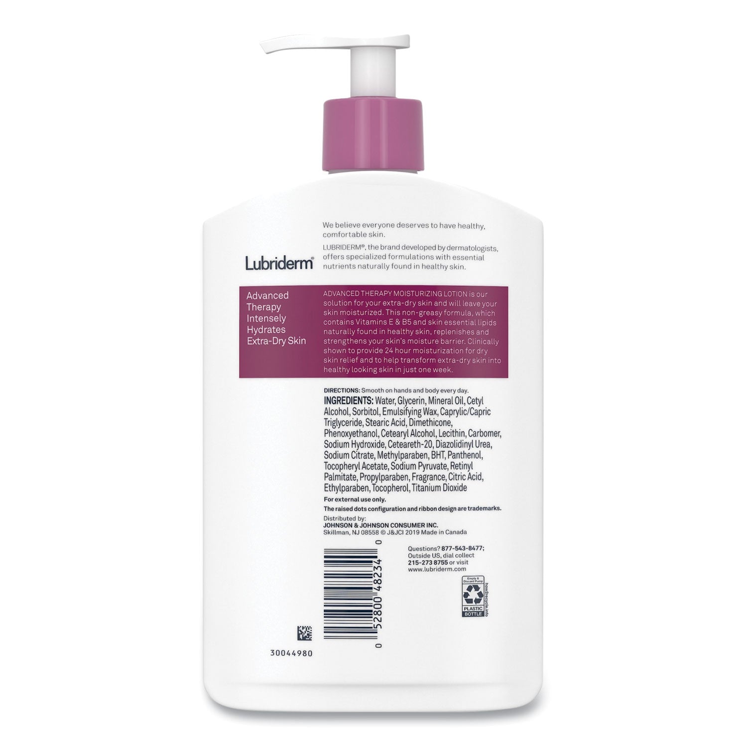 Lubriderm Advanced Therapy Moisturizing Hand/Body Lotion, 16 oz Pump Bottle, 12/Carton (48322)